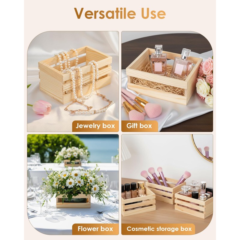 Baemin DIY Wood Crates 6 Pcs Decorative Storage Boxes, Rustic