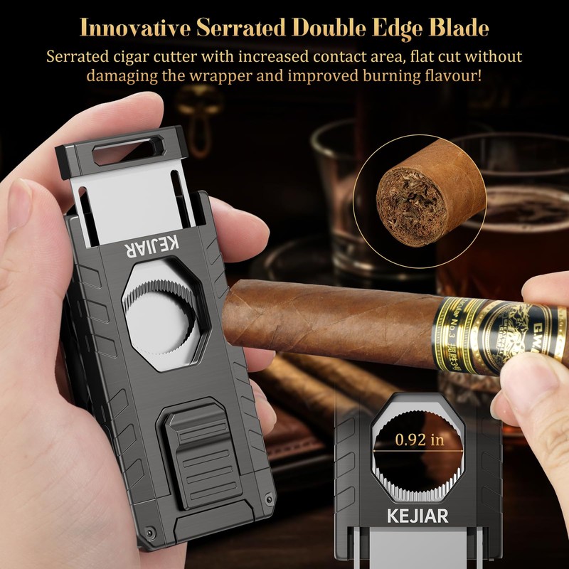KEJIAR Cigar Lighter, Cigar Torch Lighter, 3 Jet Flame Butane