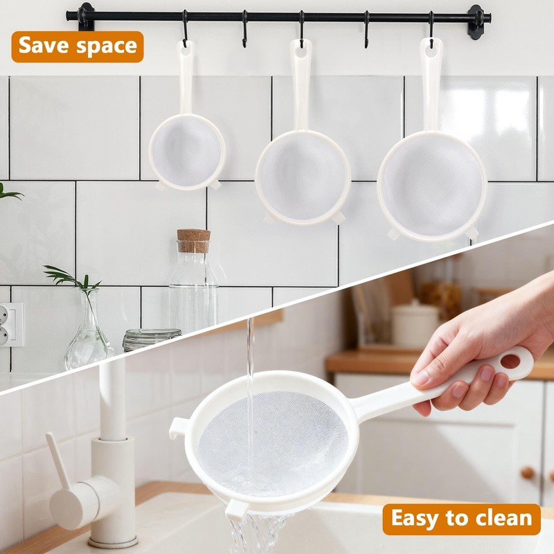 5Pcs Kefir Strainer Set, Plastic Nylon Mesh Strainers with Handle