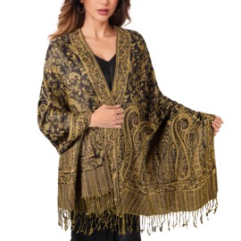 MUQU Women Pashmina Shawls and Wraps Scarf–Soft, Cozy, Lightweight and Versatile Wrap–Elegant Paisley Patterns–All Seasons