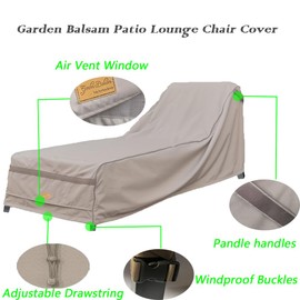 Garden Balsam Patio Chaise Lounge Cover Waterproof,Heavy Duty Outdoor Lounge Chair Covers,Dark Grey Durable Patio Furniture Covers,2Pack,68L*28W*30Hinch
