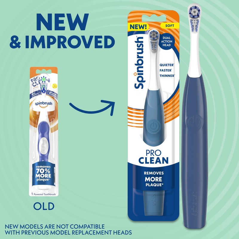 Spinbrush New PRO Clean Replacement Heads, Electric Toothbrush Refills, Soft