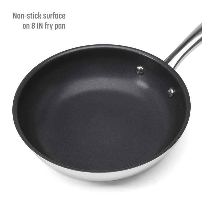 Goodful 12-Piece Classic Stainless Steel Cookware Set with Tri-Ply Base