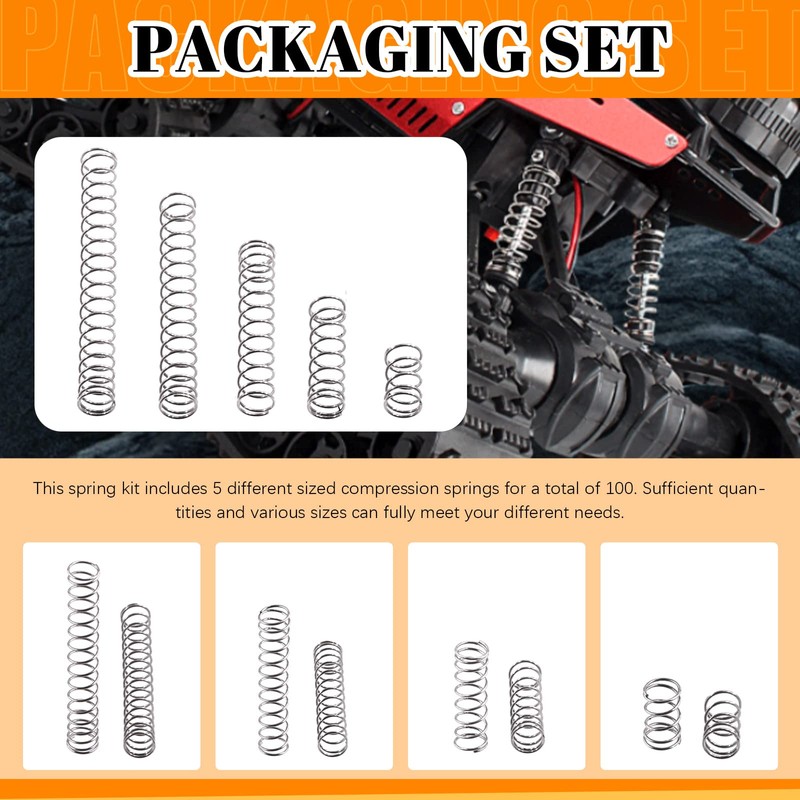 Rustark 250Pcs 5 Sizes 4mm OD Compression Springs Assortment Kit