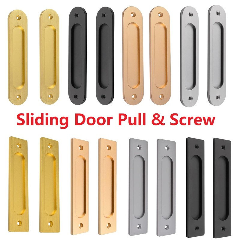 MiJunHD Recessed Sliding Door Pull, 2Pcs Rectangular Matte Black 180
