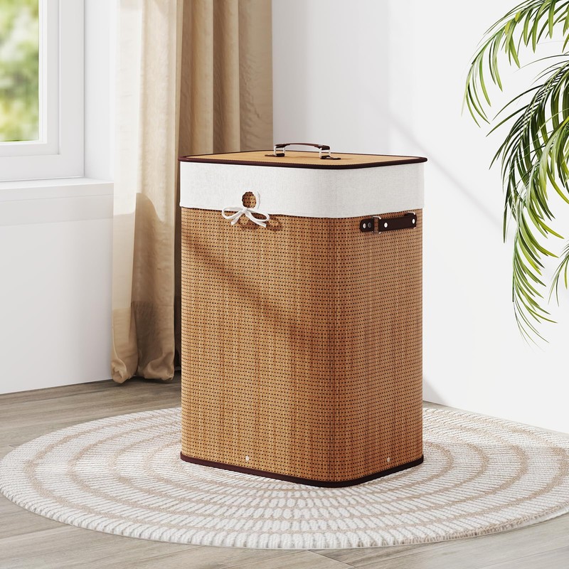Giantex Bamboo Laundry Hamper with Lid, 72L Large & Tall