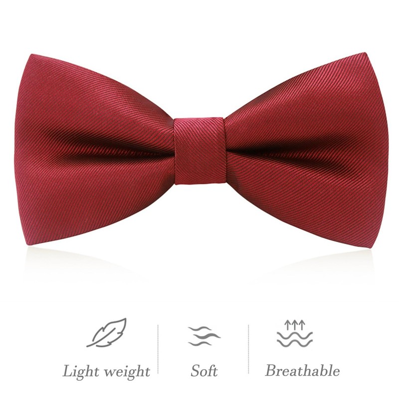 SUJIBHI Men's Bow Tie Classic Solid Color Pre-Tied Bow Tie