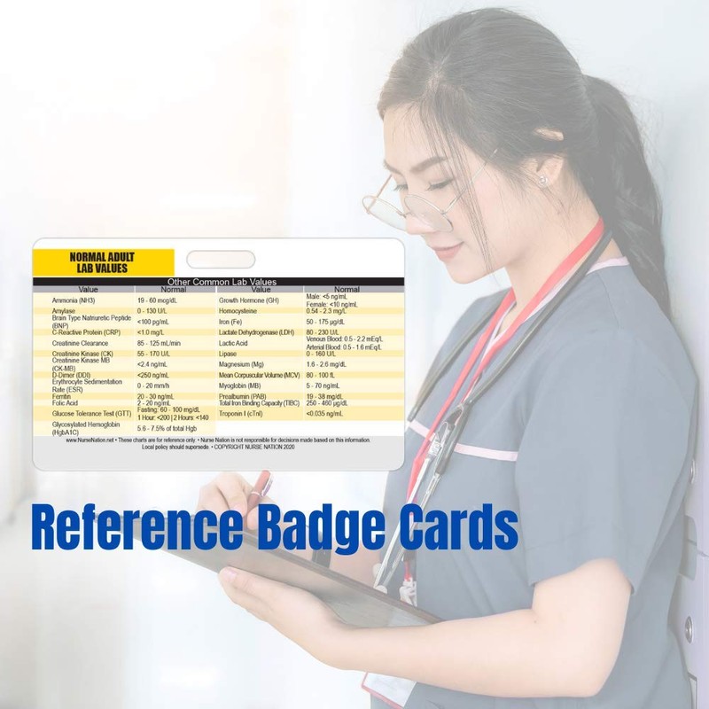 Lab Values Horizontal Plastic Badge Cards - Set of 2