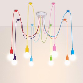 JSDORSY Colorful Spider Chandelier, Kids Ceiling Light Fixtures Adjustable DIY Ceiling Hanging Pendant Light for Children's Playroom Classroom Living Room Bedroom,8 Arms Each with 60in Wire