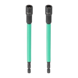 sourcing map 2pcs Nut Driver Drill Bit 5/16 Inch Socket 1/4" Hex Shank 6" (150mm) Extra Long Magnetic 6-Point Sockets Quick Change CR-V Steel Bolt Setters for Power Drill Drivers