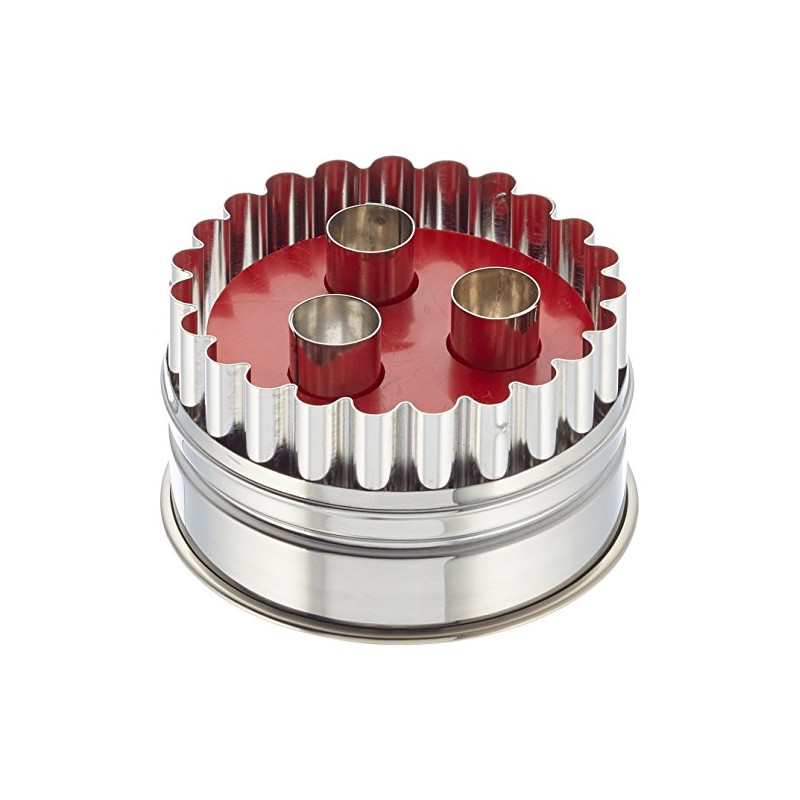 Städter 966339 Large Linzer Cookie Cutter with Ejector, 3 Holes,