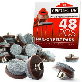 Nail On Felt Pads X-Protector - 48 Felt Furniture Pads – 1" Chair Felts Pads for Furniture Feet - Floor Protectors for Furniture Legs - Best Heavy Duty Felt Chair Pads for Hardwood Floors!