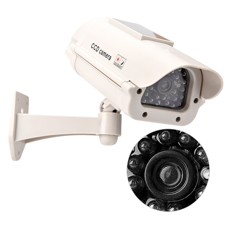 Solar Power Dummy Fake Camera Home Surveillance Simulation Waterproof Monitor