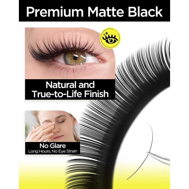 BEYELIAN Eyelash Extension Natural Matte Black 0.05 C Curl 7-15mm