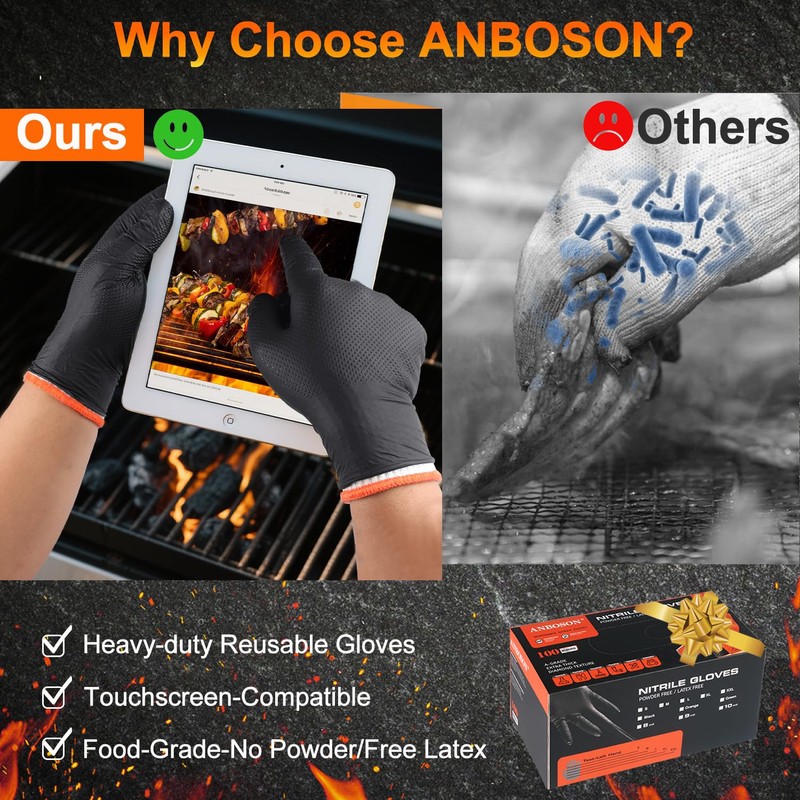 ANBOSON BBQ Gloves for Cooking Baking Grilling, 100 Count Disposable