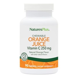 NaturesPlus - Vitamina C masticable de zumo de naranja - 250 mg, 90 tabletas vegetarianas - Suplemento inmunológico de alta potencia, antioxidante, suave en el estómago - sin gluten - 90 porciones