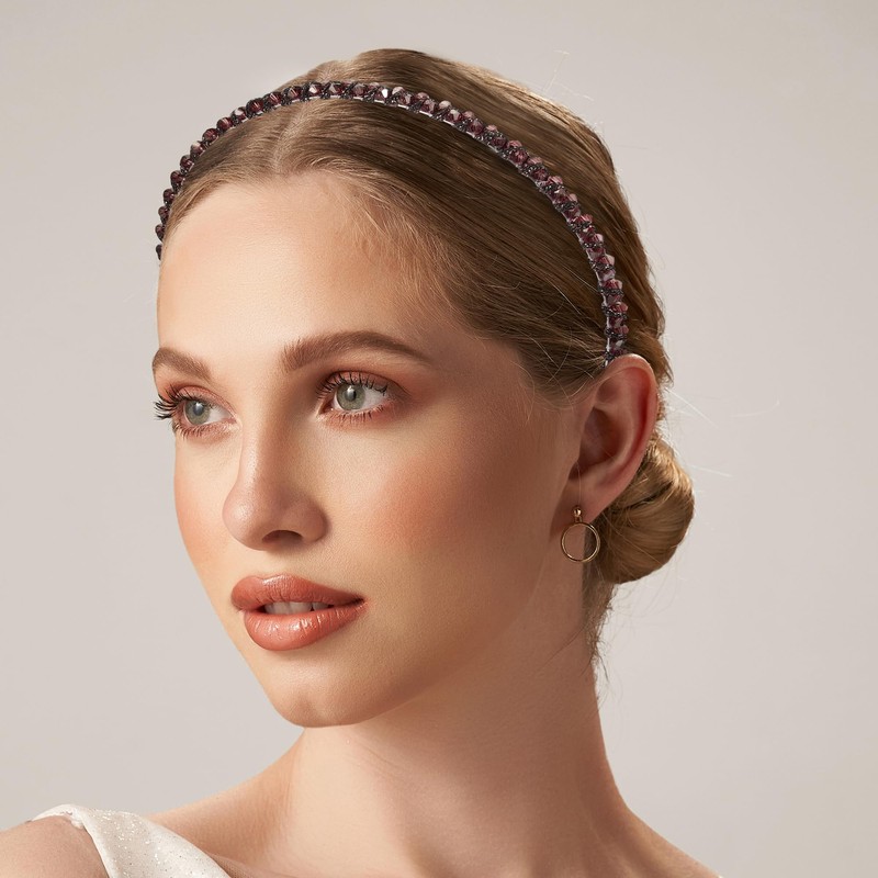 VOCOSTE Hair Hoop Women Headband Headband Rhinestone 0.6cm Width 1pcs