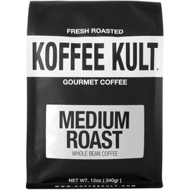 Koffee Kult Medium Roast Coffee Beans - Whole Bean - Smooth, Balanced Flavor - Smooth and Flavorful 100% Arabica Beans - 12oz Resealable Bag