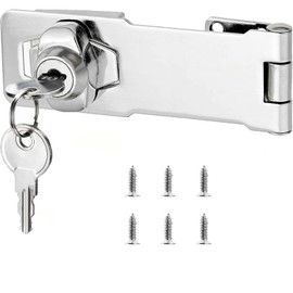 Cabinet Lock, 76 mm (3 in) Hasp Lockable with Keys, Stainless Steels Hasp Lock Padlock, Gate Latch, Lock for Cabinet, Furniture Lock with Key Lock Device