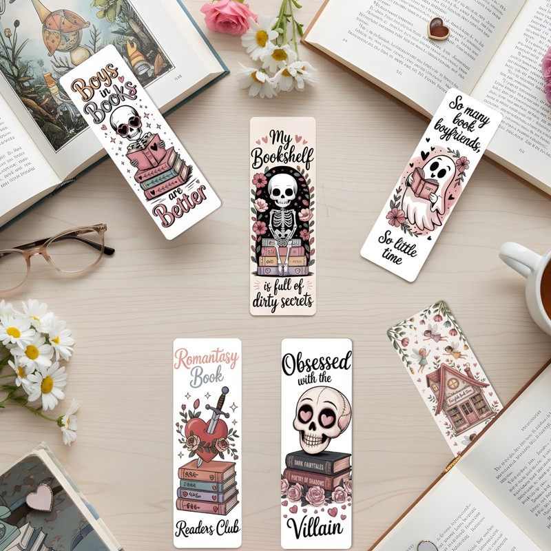 Dark Romance Bulk Bookmark for Women, 120 Pcs Cute Skull
