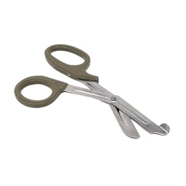 HTI Trauma Shears 7.25" All-Purpose Stainless Steel Paramedic, ER Nurse, EMT, EMS, First Responder Tactical Scissors with Serrated Blade for Outdoor Camping Rescue Tool (Tan Handle)