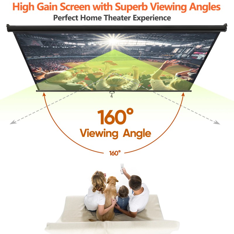 100" Projector Screen Manual Pull-down 16:10 Hd Projection Screen Office