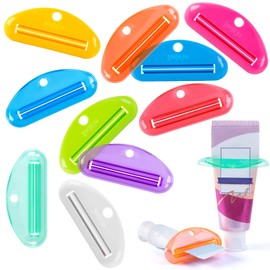 LOVEINUSA Toothpaste Squeezer, 10PCS Toothpaste Tube Squeezer Toothpaste Dispensers Tube Squeezer Holders Hanging Toothpaste Clips for Bathroom Assorted Colors