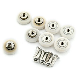 AKORD 8 Sets 19mm Stainless Steel Shower Door Wheels Rollers Runners, White, 19mm x 5mm