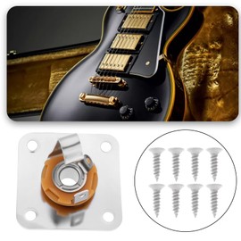 Briny River 2Pcs 1/4 Output Jack Plate Input Jack Socke 35x25x10mm 6.35mm Compatible with Les Paul, Silver
