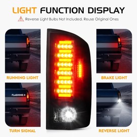 KOMAS LED Tail Light Compatible with Dodge Ram 1500 2002 2003 2004 2005 2006, Ram 2500 3500 2003 2004 2005 2006, Rear Taillight Assembly, 55077348AF 55077347AF CH2801147 CH2800147