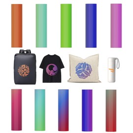 Uadme Infusible Ink Film, Pack of 10, 11.5 x 30.5 cm Infusible Transfer Ink Sheets, 4.5 x 12 Inch Pre-Printed Dyed Sublimation Paper, Iron on T-Shirt and Cup (Gradient)
