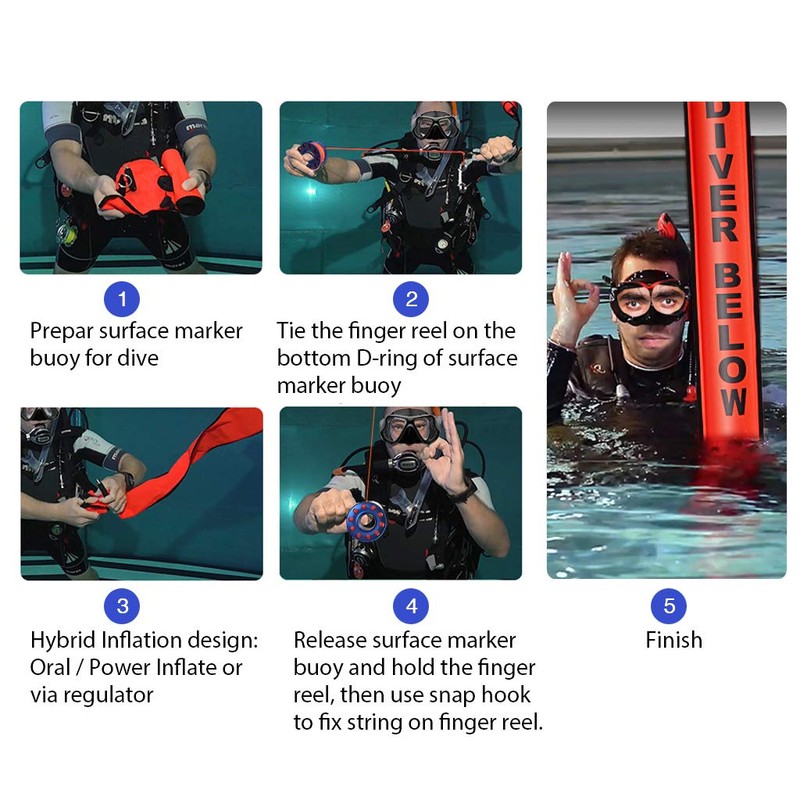 Seafard 4ft Red Scuba Diving Open Bottom Surface Marker Buoy