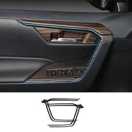 Eridanus Auto Accessories Fit for RAV4 2023 2022 2021 2020 2019 Door Handle Upper Armrest Stripe Frame Cover Trim (Peach Wood Style) ABS 4 PCS