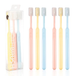 Bagentry 9 Pcs Extra Soft Toothbrushes for Adults, 0.12 mm Soft Bristle Tooth Brush with Individual Head Covers, Manual Toothbrushes for Pregnant Women Elderly Sensitive Teeth (Blue, Orange and Pink, 0.12 mm)