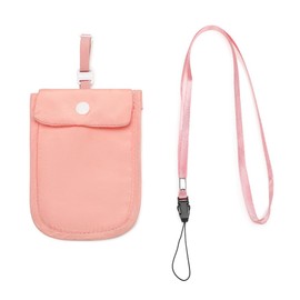 MiOYOOW Women's Travel Bra Wallet, Hidden Travel Pouch and Lightweight Secret Pouch with Adjustable Straps and Neck Straps for Women Travelling, Pink, Classic