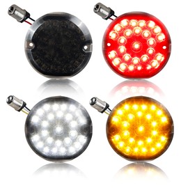 QUASCO 1157 1156 LED Turn Signals, 3 1/4 Inch Flat Front Rear Lights Integrated Smoked Lens Compatible with Harley Electra Glide Softail Ultra Classic Ultra Limited Road King Tour Glide