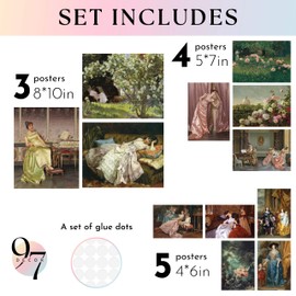 97 Decor Victorian Wall Decor - Vintage Wall Art Decor, Vintage Art Prints Victorian Pictures, Coquette French Garden Paintings Antique Decor Aesthetic For Home Bedroom Decorations (Unframed)