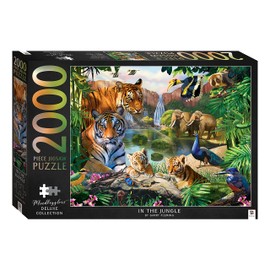Mindbogglers Artisan 2000-piece Jigsaw Puzzle: in The Jungle - Jigsaws for Adults - Deluxe Jigsaw Puzzles - 38.6x30in - Intricate Puzzles - Hobbies - Jungle Themed Jigsaw Puzzles - Tiger Jigsaw