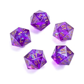 Yourandoll 5 Pieces Polyhedral Dice D20 Dice Resin Dice Game Dice for DND RPG Board Game Card Game (Purple)