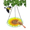 Songbird Essentials Sunflower Hanging Bird Bath, 13 Inch Colorful Glass