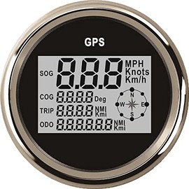 ELING Car Boat 85mm Digital GPS Speedometer Odometer Kit Speedo Trip for Marine Motorcycle Truck Yacht Vessel 3 3/8" Dia 12 Volt 24V Universal Autometer