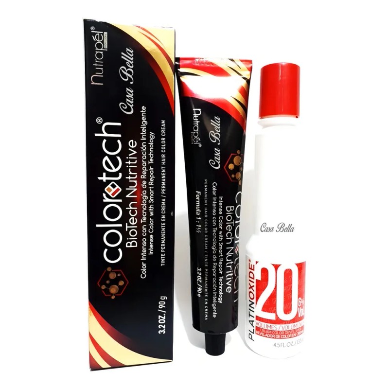 Tinte Permanente Profesional Colortech Nutrapel Tono Minerales - Plata