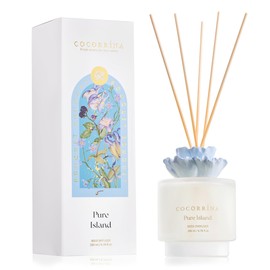 Cocorrina Gypsum Flower Reed Diffuser Set for Bathroom Décor – Pure Island Scent, 6.76 oz with Sticks & Oil – Home Fragrance for Bathroom & Living Space