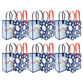 TINYMILLS Baseball Party Favor Treat Bags- Baseball Little League Goody Bags with Handles for Birthday Party Pack of 12