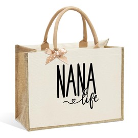 CHQIUCR First Time Grandma Tote Bag Gift for Women, Practical Reusable Beach Bag for Nana/Abuela, Granny Birthday/Mother’s Day Gift Idea, Eco-Friendly Gigi Tote for Shopping