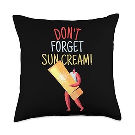 Funny Sunscreen Gifts Don't Forget Sun Cream, Awareness, Uv Safety Throw Pillow, 18x18, Multicolor