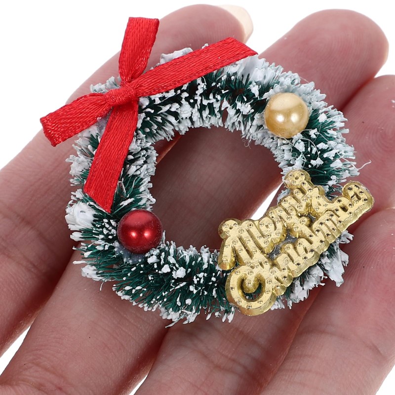 JOINPAYA 6pcs Mini Christmas Wreath: Miniature Xmas Tree Frost Sisal