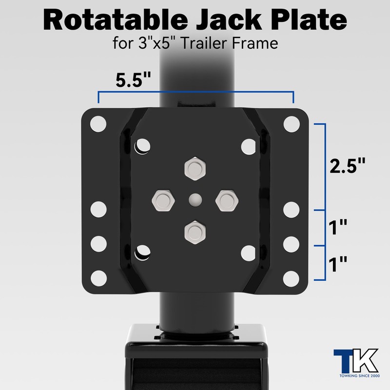 TOWKING 8-inch Wheel Trailer Jack, 13" Vertical Movement, 2000 lbs,