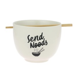 Enesco Our Name is Mud Send Noodles Soup Ramen Bowl and Chopsticks, 3.875 Inch, White