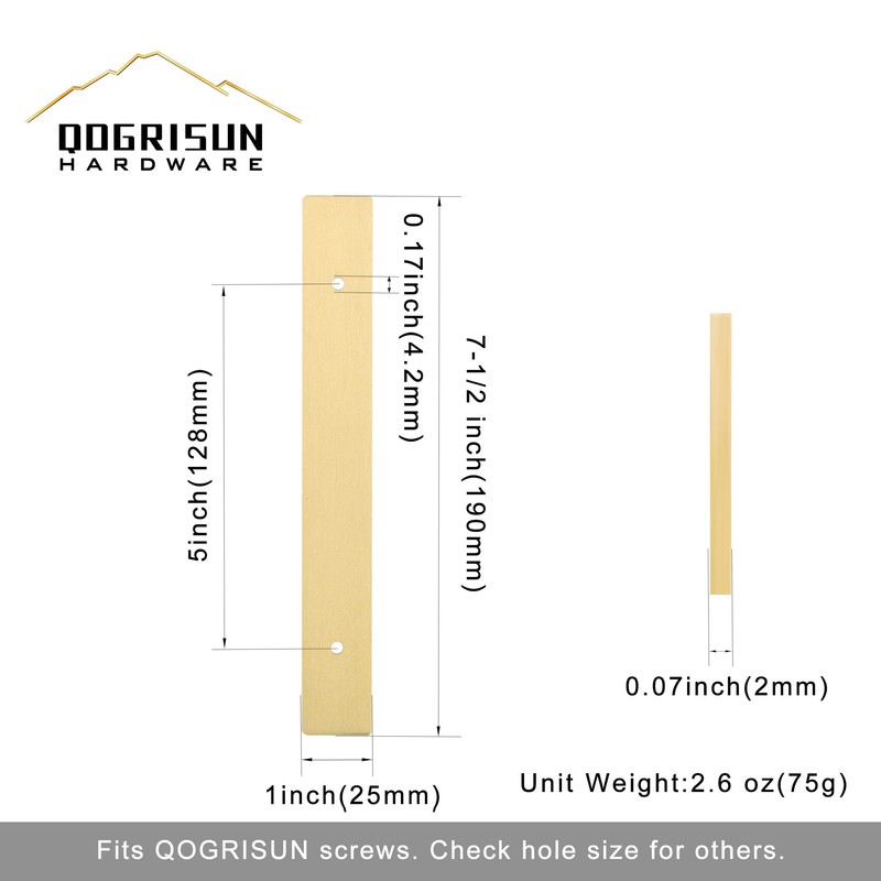 QOGRISUN 5-Pack Solid Brass Cabinet Pulls Back Plates, Rectangle Cabinet